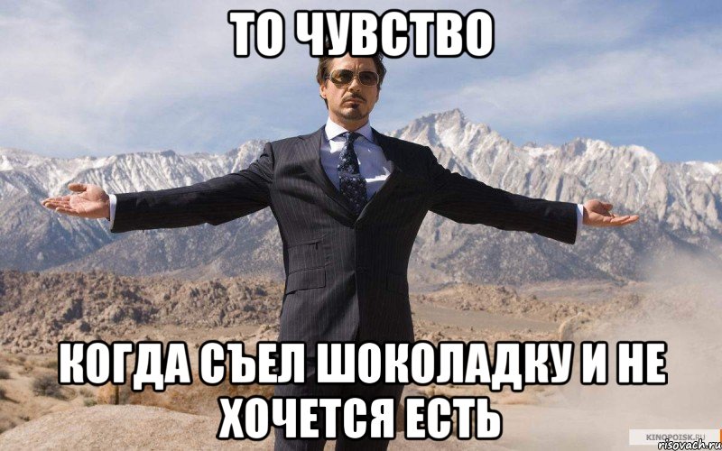 то чувство когда съел шоколадку и не хочется есть, Мем железный человек