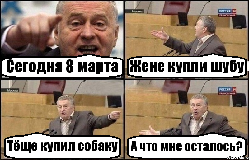 Сегодня 8 марта Жене купли шубу Тёще купил собаку А что мне осталось?, Комикс Жириновский