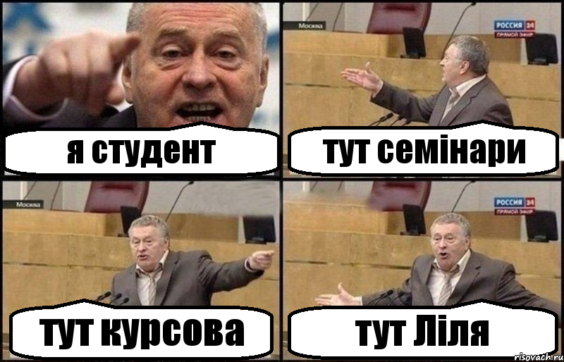 я студент тут семінари тут курсова тут Ліля, Комикс Жириновский