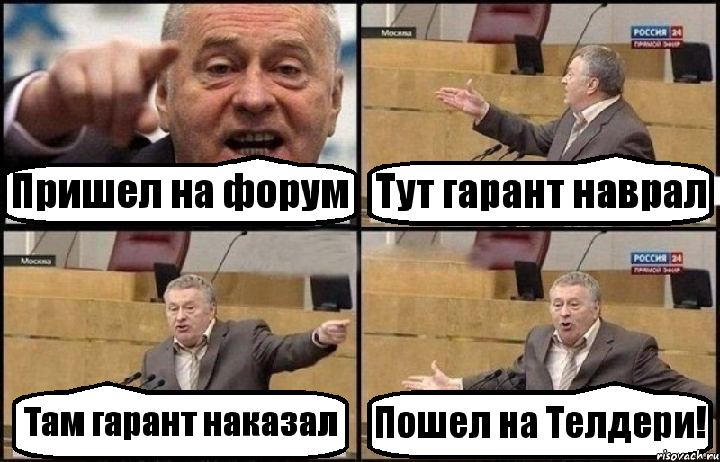 Пришел на форум Тут гарант наврал Там гарант наказал Пошел на Телдери!, Комикс Жириновский