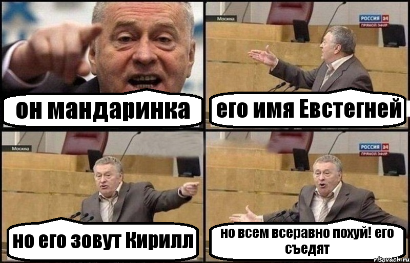 он мандаринка его имя Евстегней но его зовут Кирилл но всем всеравно похуй! его съедят, Комикс Жириновский