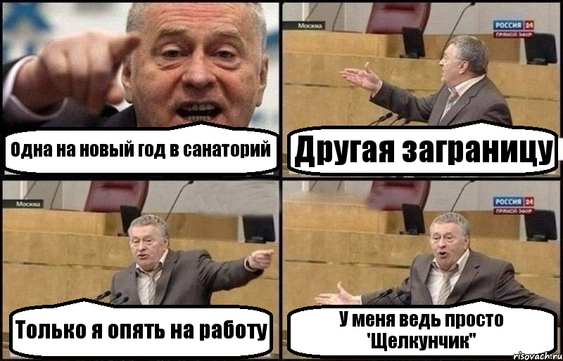 Одна на новый год в санаторий Другая заграницу Только я опять на работу У меня ведь просто 'Щелкунчик", Комикс Жириновский