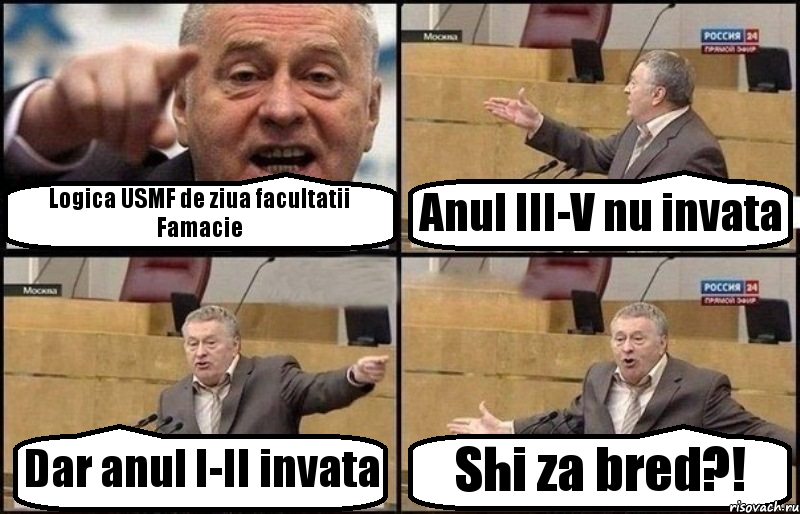 Logica USMF de ziua facultatii Famacie Anul III-V nu invata Dar anul I-II invata Shi za bred?!, Комикс Жириновский