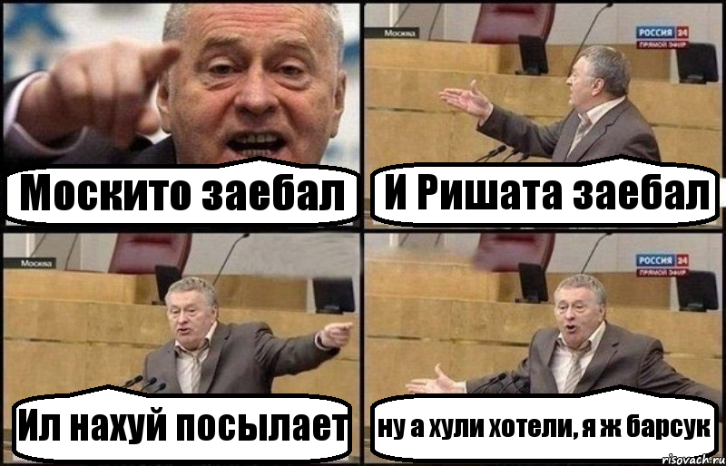 Москито заебал И Ришата заебал Ил нахуй посылает ну а хули хотели, я ж барсук, Комикс Жириновский