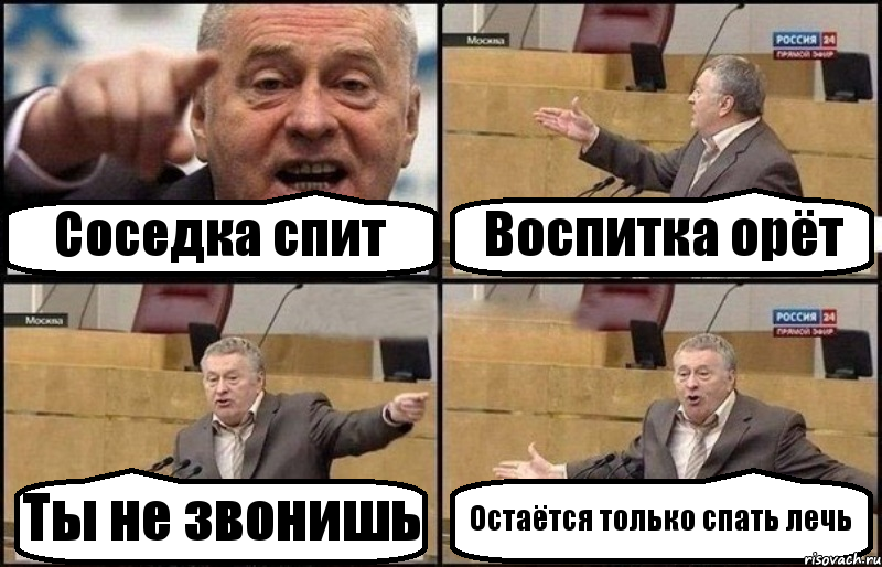 Соседка спит Воспитка орёт Ты не звонишь Остаётся только спать лечь, Комикс Жириновский