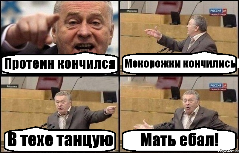 Протеин кончился Мокорожки кончились В техе танцую Мать ебал!, Комикс Жириновский