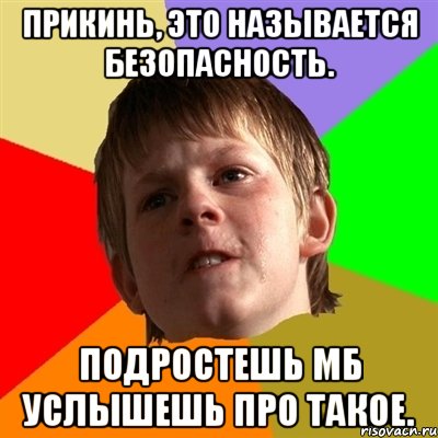 прикинь, это называется безопасность. подростешь мб услышешь про такое., Мем Злой школьник