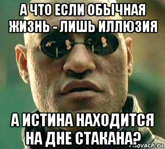 а что если обычная жизнь - лишь иллюзия а истина находится на дне стакана?, Мем  а что если я скажу тебе