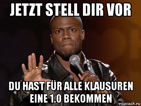 jetzt stell dir vor du hast für alle klausuren eine 1.0 bekommen, Мем  А теперь представь