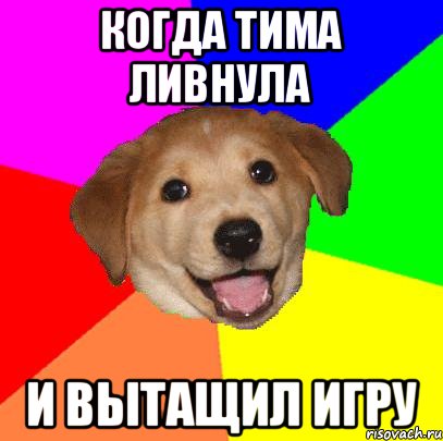 Когда тима ливнула и вытащил игру, Мем Advice Dog