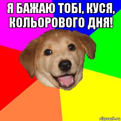 я бажаю тобі, куся, кольорового дня! , Мем Advice Dog