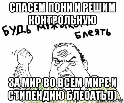 спасем пони и решим контрольную за мир во всем мире и стипендию блеоать!)), Мем блять