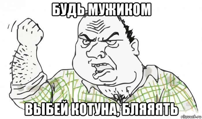 будь мужиком выбей котуна, бляяять, Мем Будь мужиком