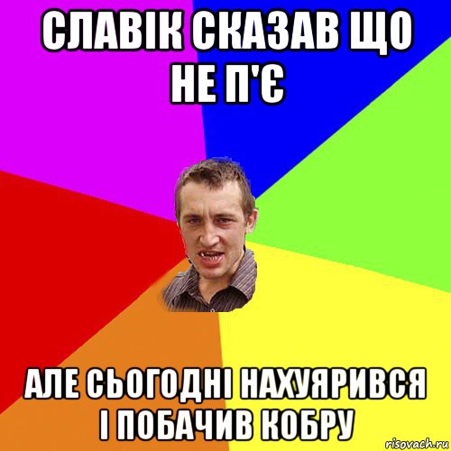 славік сказав що не п'є але сьогодні нахуярився і побачив кобру, Мем Чоткий паца