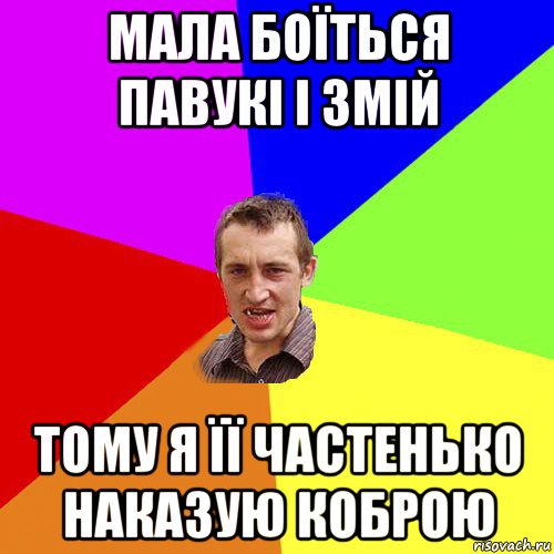 мала боїться павукі і змій тому я її частенько наказую коброю, Мем Чоткий паца