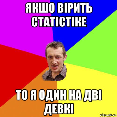 якшо вірить статістіке то я один на дві девкі, Мем Чоткий паца