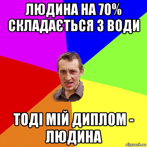 людина на 70% складається з води тоді мій диплом - людина, Мем Чоткий паца