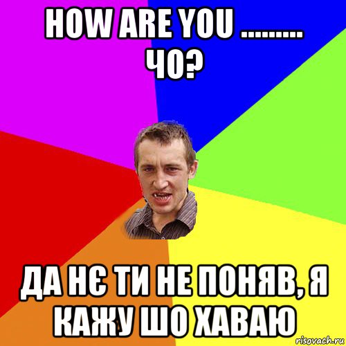 how are you ......... чо? да нє ти не поняв, я кажу шо хаваю, Мем Чоткий паца