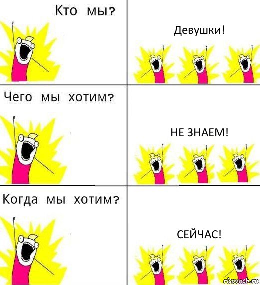 Девушки! Не знаем! Сейчас!, Комикс Что мы хотим