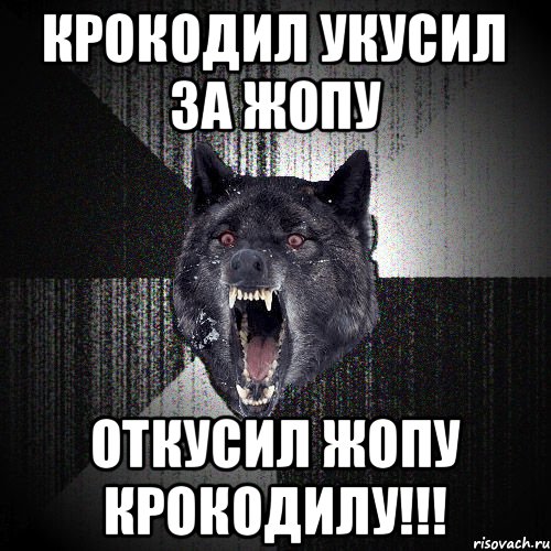 крокодил укусил за жопу откусил жопу крокодилу!!!, Мем  Злобный волк