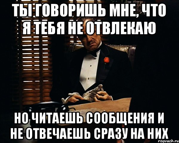 ТЫ ГОВОРИШЬ МНЕ, ЧТО Я ТЕБЯ НЕ ОТВЛЕКАЮ НО ЧИТАЕШЬ СООБЩЕНИЯ И НЕ ОТВЕЧАЕШЬ СРАЗУ НА НИХ