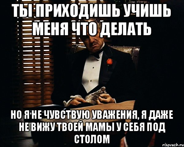 Ты приходишь учишь меня что делать Но я не чувствую уважения, я даже не вижу твоей мамы у себя под столом