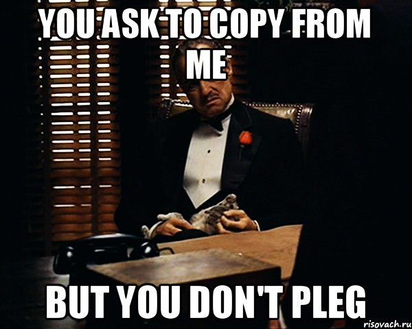 You ask to copy from me But you don't pleg, Мем Дон Вито Корлеоне