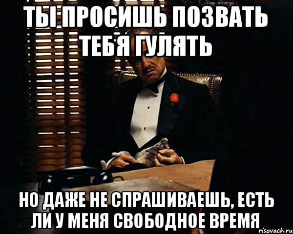 ты просишь позвать тебя гулять но даже не спрашиваешь, есть ли у меня свободное время, Мем Дон Вито Корлеоне