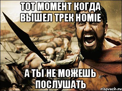 Тот момент когда вышел трек HOMIE а ты не можешь послушать, Мем Это Спарта