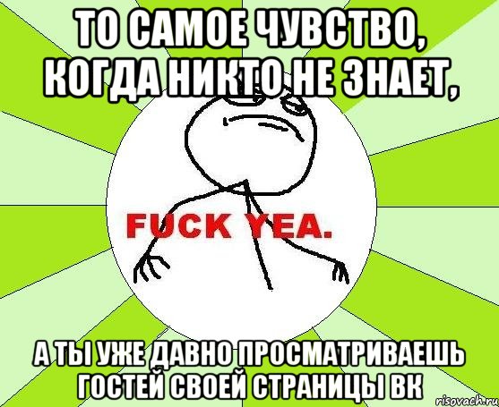 то самое чувство, когда никто не знает, а ты уже давно просматриваешь гостей своей страницы ВК, Мем фак е