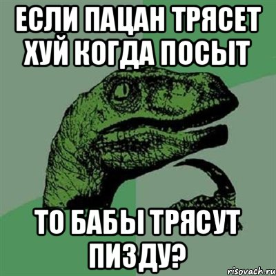 если пацан трясет хуй когда посыт то бабы трясут пизду?, Мем Филосораптор