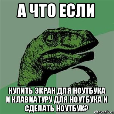 а что если купить экран для ноутбука и клавиатуру для ноутбука и сделать ноутбук?, Мем Филосораптор