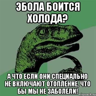 Эбола боится холода? А что если они специально не включают отопление, что бы мы не заболели!, Мем Филосораптор