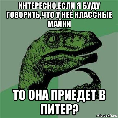 интересно,если я буду говорить,что у неё классные майки то она приедет в питер?, Мем Филосораптор