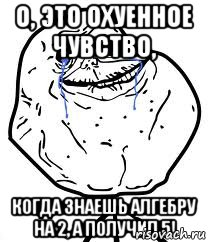 О, это охуенное чувство, когда знаешь алгебру на 2, а получил 5!, Мем Forever Alone