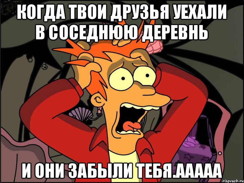 когда твои друзья уехали в соседнюю деревнь и они забыли тебя.ААААА, Мем Фрай в панике