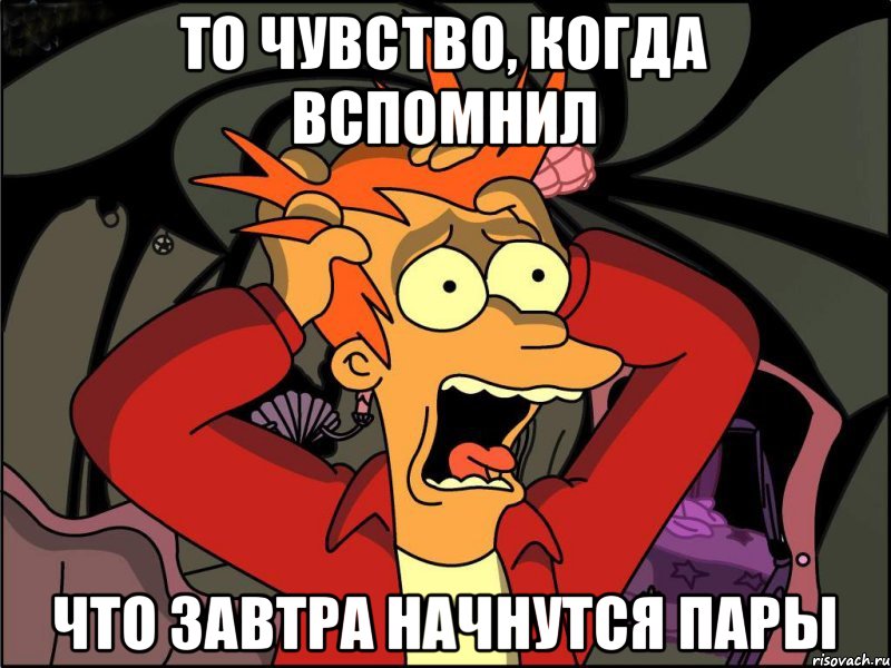 То чувство, когда вспомнил что завтра начнутся пары, Мем Фрай в панике