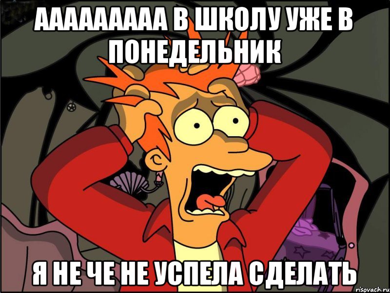 ааааааааа в школу уже в понедельник я не че не успела сделать, Мем Фрай в панике