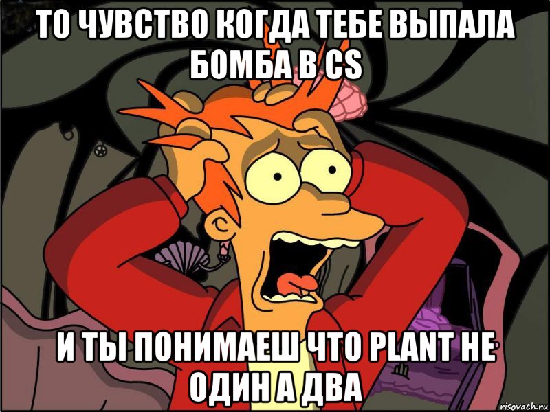 то чувство когда тебе выпала бомба в CS и ты понимаеш что plant не один а два, Мем Фрай в панике