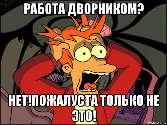 работа дворником? нет!пожалуста только не это!, Мем Фрай в панике