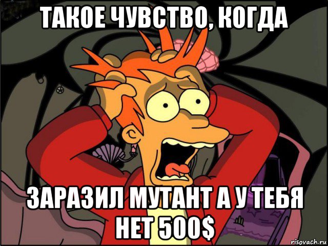 такое чувство, когда заразил мутант а у тебя нет 500$, Мем Фрай в панике