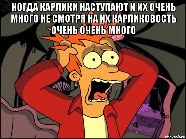 когда карлики наступают и их очень много не смотря на их карликовость очень очень много , Мем Фрай в панике