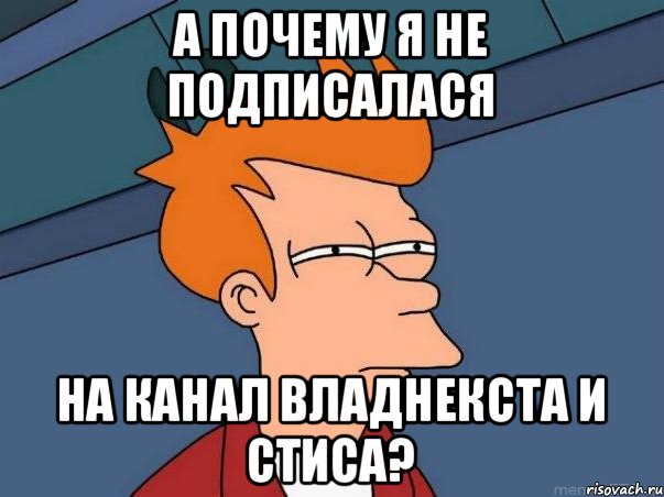 А почему я не подписалася на канал Владнекста и Стиса?, Мем  Фрай (мне кажется или)