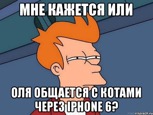 мне кажется или Оля общается с котами через iPhone 6?, Мем  Фрай (мне кажется или)