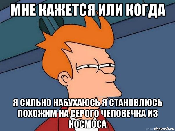 мне кажется или когда я сильно набухаюсь я становлюсь похожим на серого человечка из космоса, Мем  Фрай (мне кажется или)