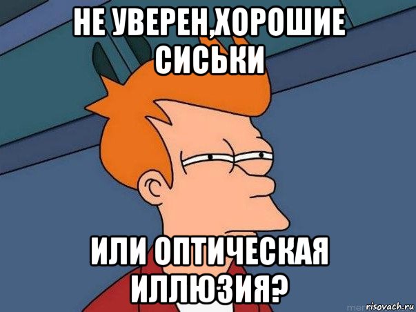 не уверен,хорошие сиськи или оптическая иллюзия?, Мем  Фрай (мне кажется или)