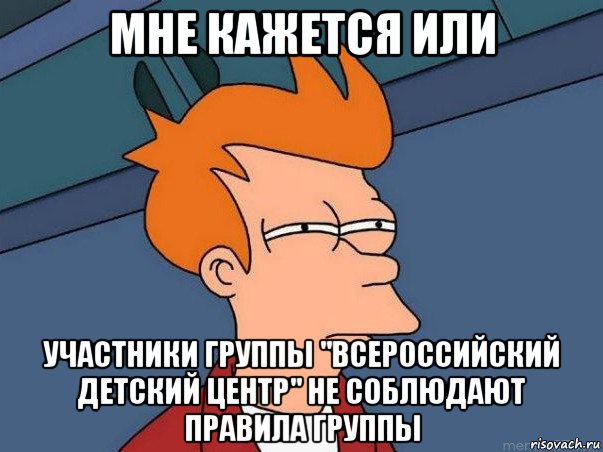 мне кажется или участники группы "всероссийский детский центр" не соблюдают правила группы, Мем  Фрай (мне кажется или)