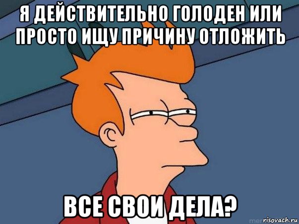 я действительно голоден или просто ищу причину отложить все свои дела?, Мем  Фрай (мне кажется или)