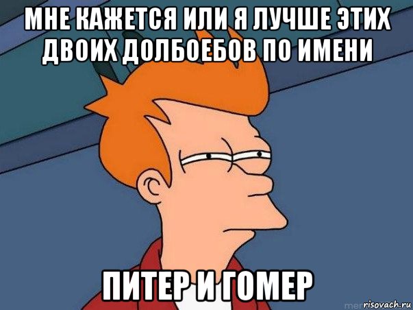 мне кажется или я лучше этих двоих долбоебов по имени питер и гомер, Мем  Фрай (мне кажется или)