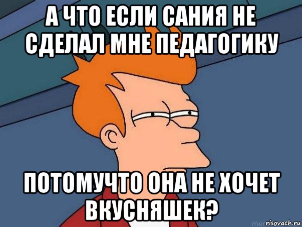 а что если сания не сделал мне педагогику потомучто она не хочет вкусняшек?, Мем  Фрай (мне кажется или)